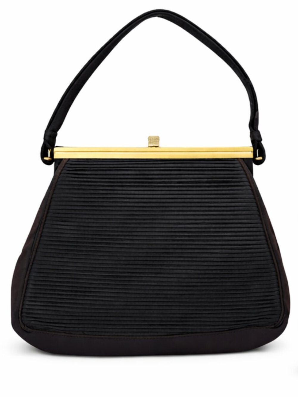 Vintage Black Top Handle Purse Gold Frame Classic Evening Bag Coblentz